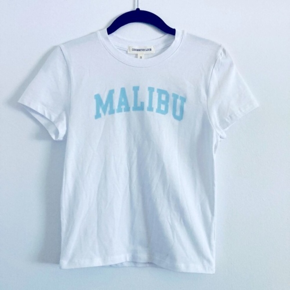 🍒 5/$25 🍒 Preppy MALIBU Cropped Baby Graphic T-shirt Top